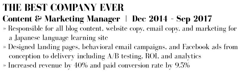 best resume header font serif