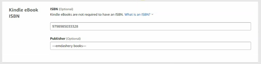 adding isbn for kindle book