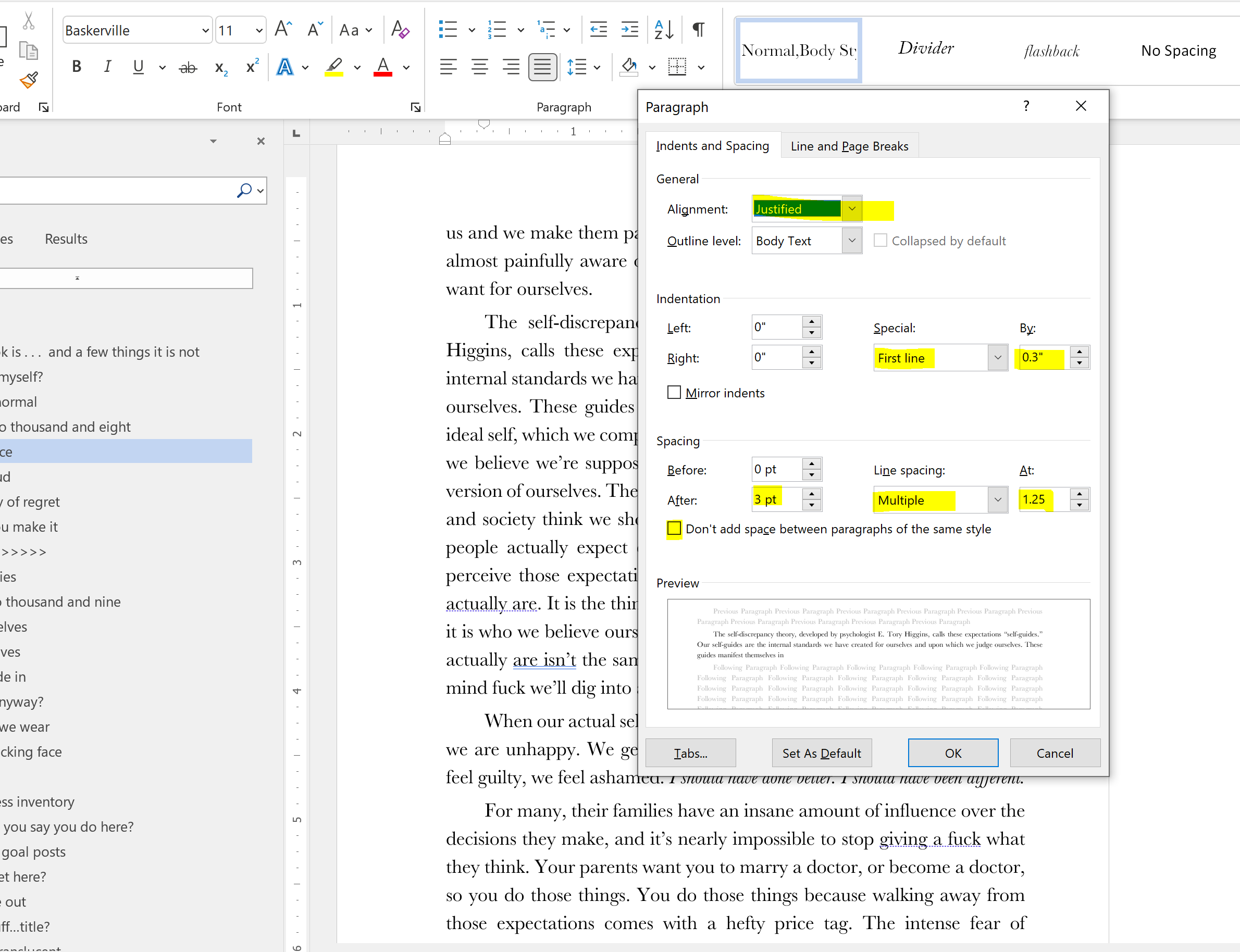 line and paragraph spacing in ms word